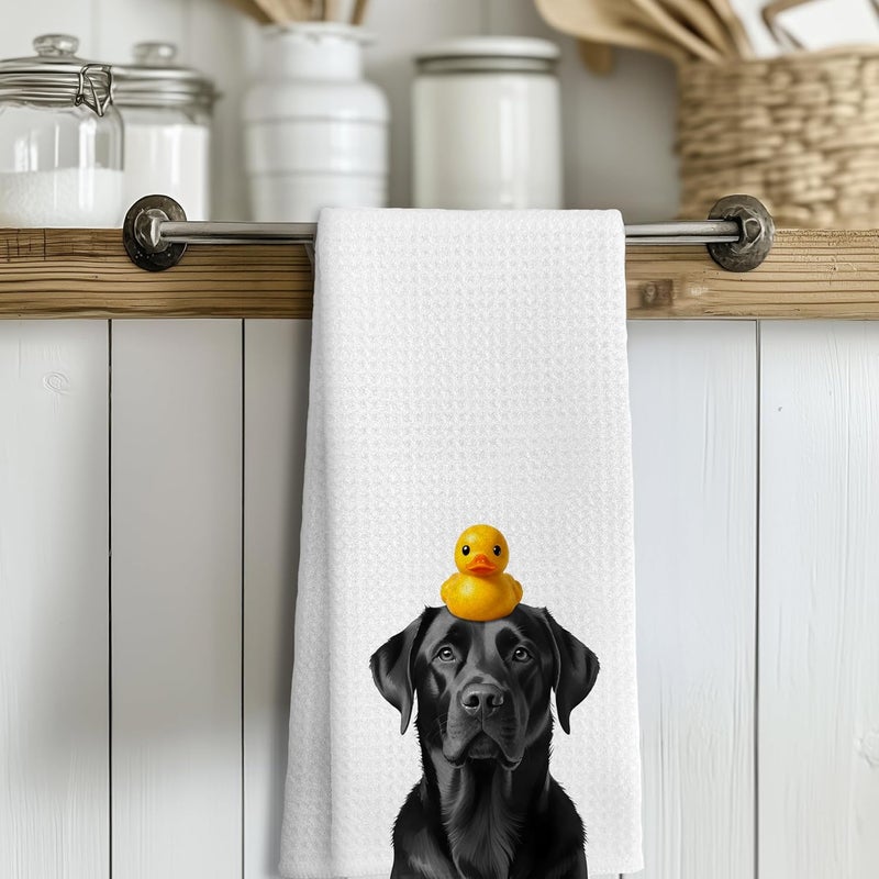 LUKIPOM Funny Black Labrador Retriever Hand Towels for Bathroom Decor, Black Lab Gifts,Dog Mom Gifts, Dog Bathroom Decor, Funny Kitchen Towels, 24x16 Inches - Image 3